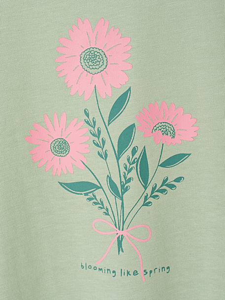 Girls' printed short-sleeved t-shirt ecru+sage green 