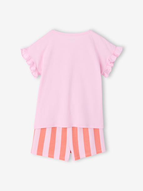 Pack of 2 girls' short-sleeved pyjamas rose 