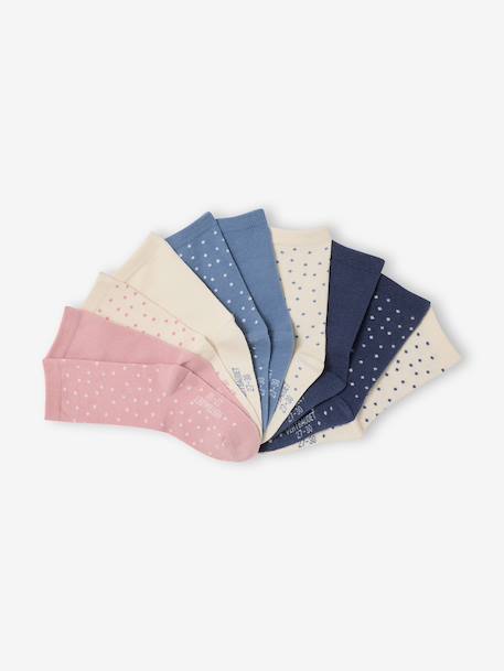 Pack of 10 girls' spotty socks ecru 