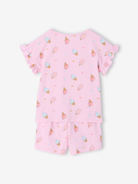 Pack of 2 girls' short-sleeved pyjamas rose 