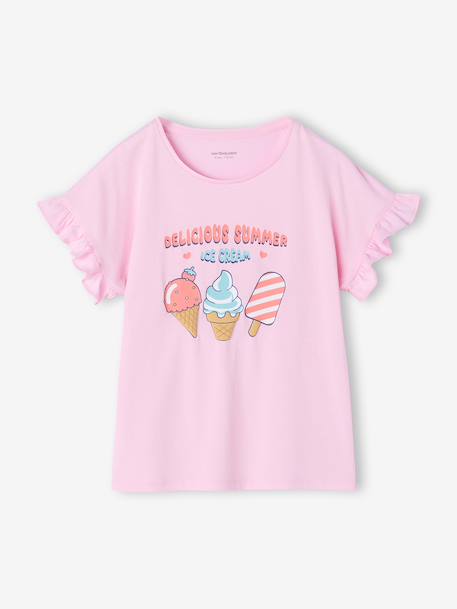 Pack of 2 girls' short-sleeved pyjamas rose 