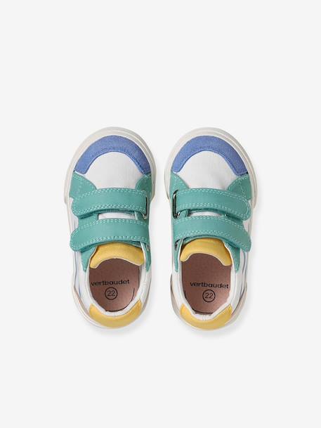 Synthetic trainers with touch 'n' close fastening for babies printed beige+set blue 