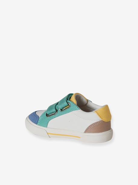 Synthetic trainers with touch 'n' close fastening for babies printed beige+set blue 