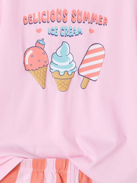 Pack of 2 girls' short-sleeved pyjamas rose 