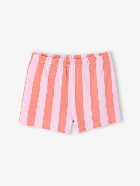 Pack of 2 girls' short-sleeved pyjamas rose 