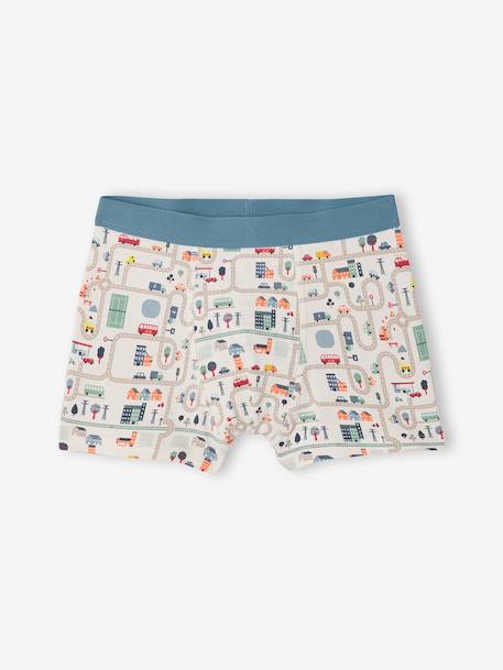 Pack of 5 boys' boxers with a circuit print ecru 