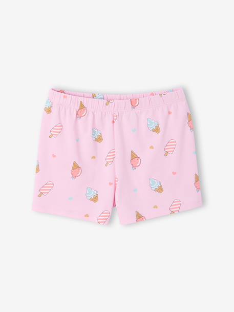 Pack of 2 girls' short-sleeved pyjamas rose 