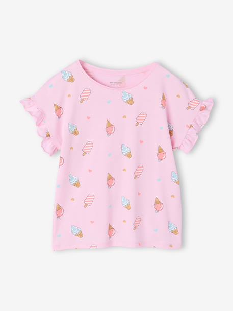 Pack of 2 girls' short-sleeved pyjamas rose 