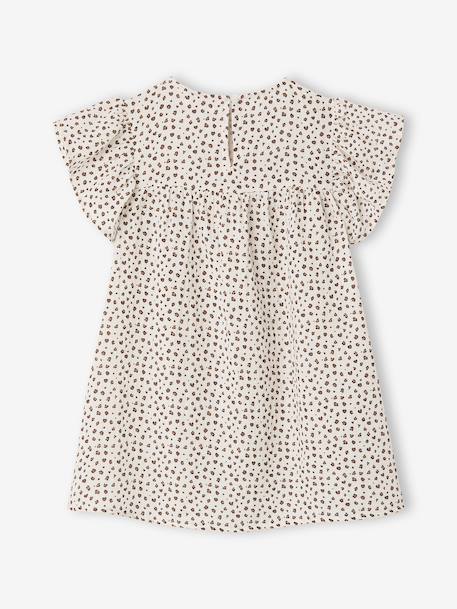 Cotton Gauze Dress with Floral Print, for Girls beige+pale pink+printed beige+rose+vanilla 