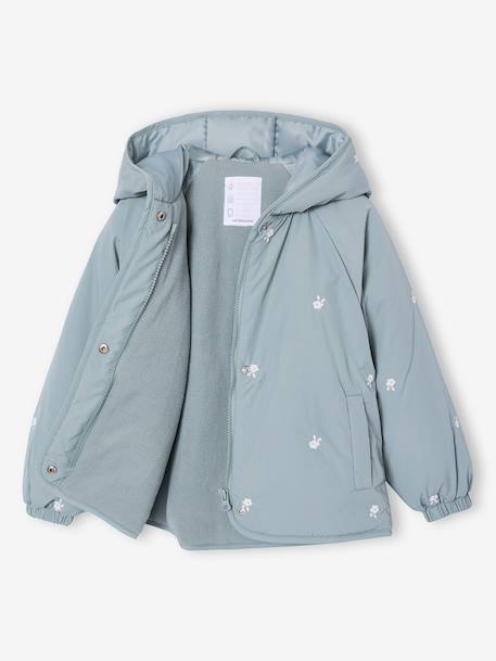Girl's embroidered lightweight jacket grey green+hazel 