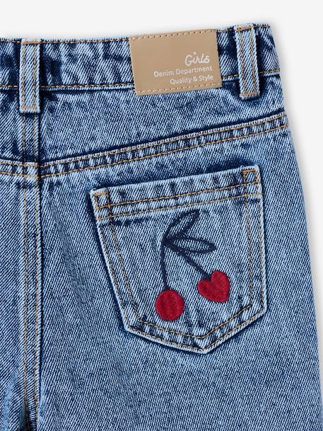 Girls' embroidered floral Mom jeans blue+light blue+medium blue 