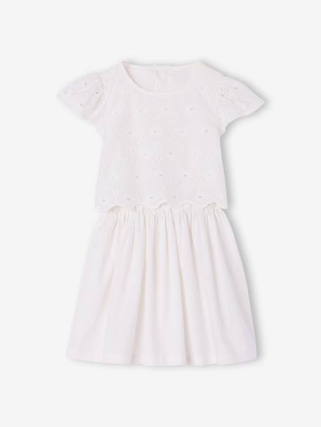 Girl's two-fabric skater dress white 