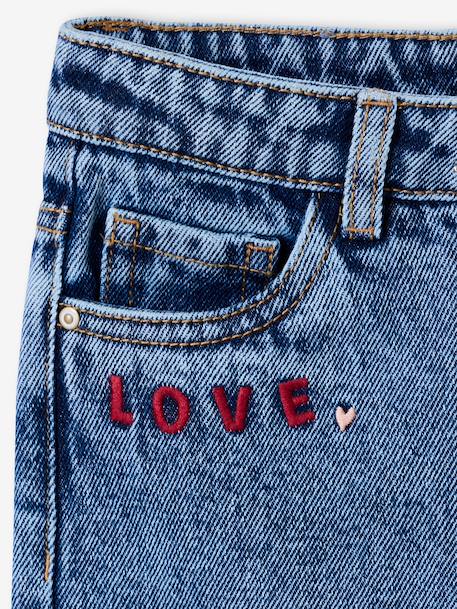 Girls' embroidered floral Mom jeans blue+light blue+medium blue 