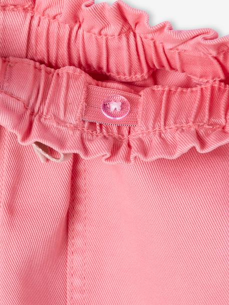 Fluid Paperbag-Style Trousers for Girls khaki+rose 