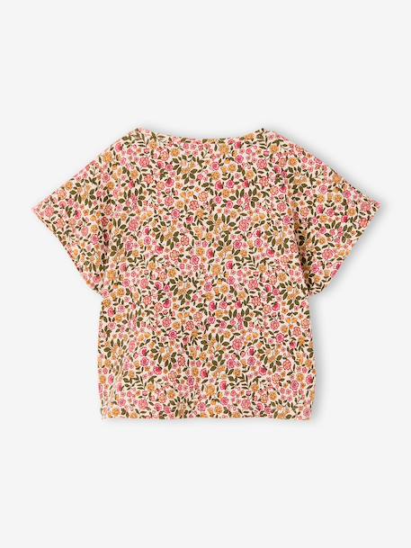 Blouse with short sleeves almond green+printed white 