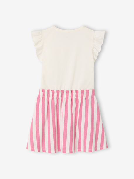 2-in-1-Effect Dress for Girls ecru+indigo+pale pink+striped pink 