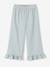 Girl's wide bermuda shorts with frills sage green 