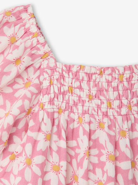 Smocked Dress with Floral Print rosy+vanilla 