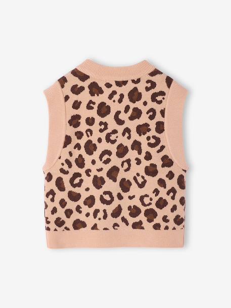 Sleeveless Jumper for Girls camel+ecru 