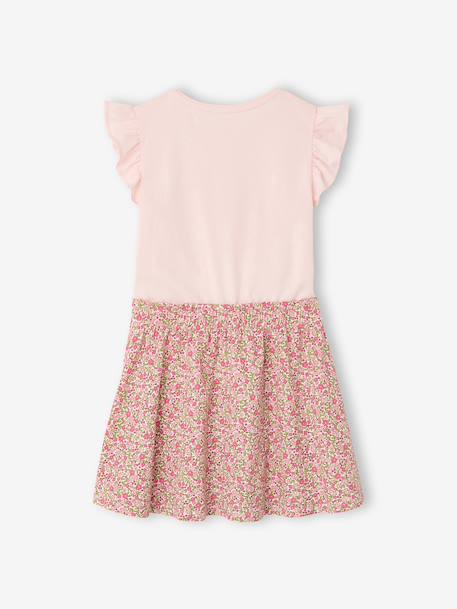 2-in-1-Effect Dress for Girls ecru+indigo+pale pink+striped pink 