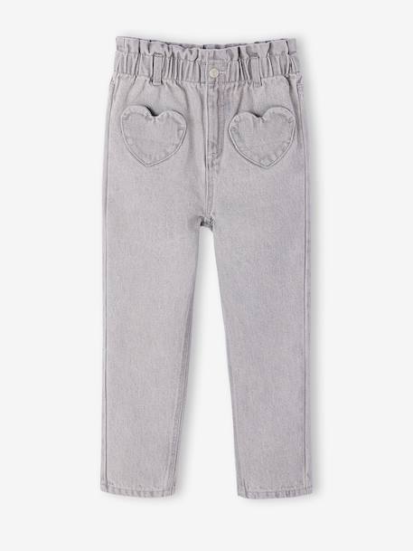 Paperbag Jeans, Heart-Shaped Pockets, for Girls brut denim+denim grey+medium blue 