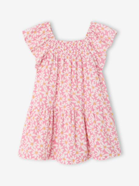 Smocked Dress with Floral Print rosy+vanilla 
