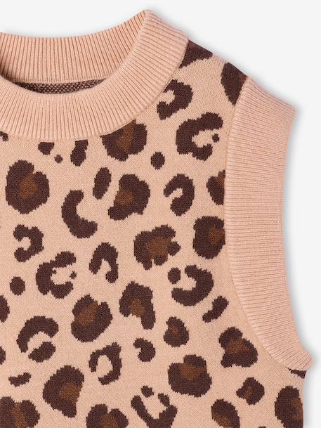 Sleeveless Jumper for Girls camel+ecru 