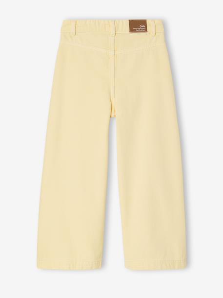 Girl's wide-leg trousers with heart pockets pale yellow+rosy 