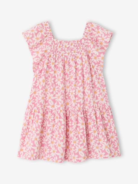 Smocked Dress with Floral Print rosy+vanilla 