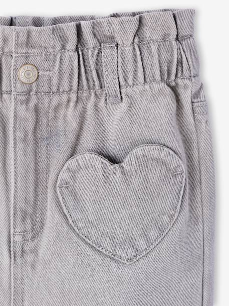 Paperbag Jeans, Heart-Shaped Pockets, for Girls brut denim+denim grey+medium blue 
