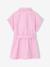 Girl's belted dress in cotton twill mauve 