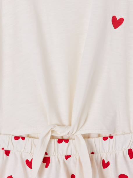 2-in-1 effect dress for girls ecru+printed white+vanilla 