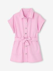 Girls-Girl's belted dress in cotton twill 
