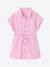 Girl's belted dress in cotton twill mauve 