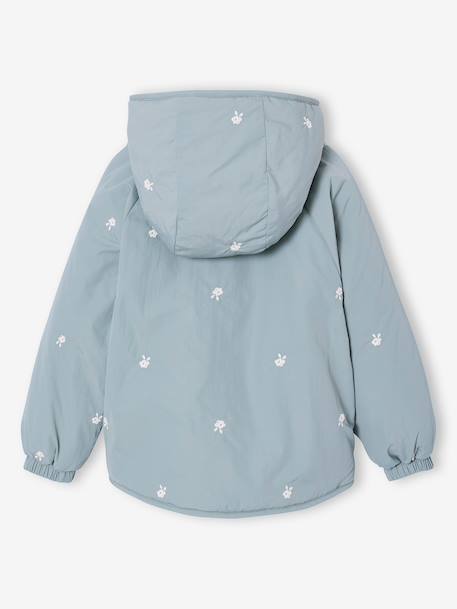 Girl's embroidered lightweight jacket grey green+hazel 