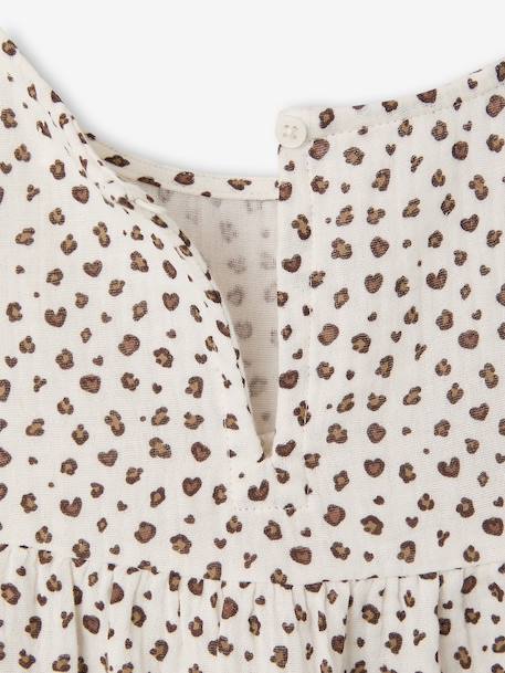 Cotton Gauze Dress with Floral Print, for Girls beige+pale pink+printed beige+rose+vanilla 