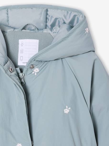 Girl's embroidered lightweight jacket grey green+hazel 