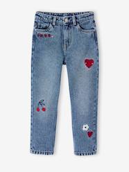 Girls-Girls' embroidered floral Mom jeans 
