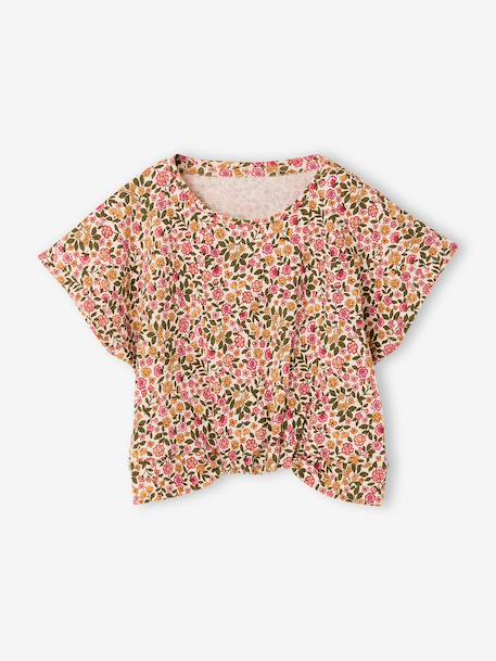Blouse with short sleeves almond green+printed white 