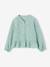 Girl's cotton gauze shirt aqua green+pale pink 