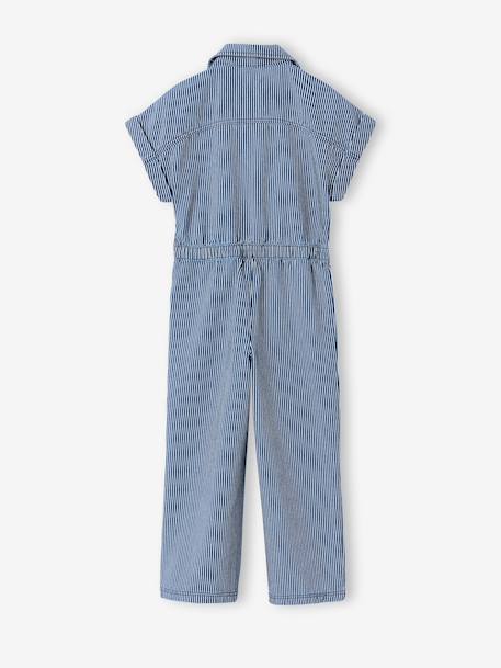 Striped girl's jumpsuit striped blue 