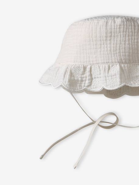 Hat with Scalloped Edges for Girls ecru 