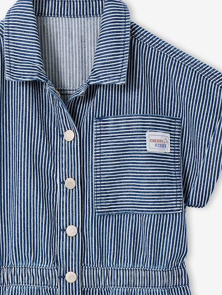 Striped girl's jumpsuit striped blue 