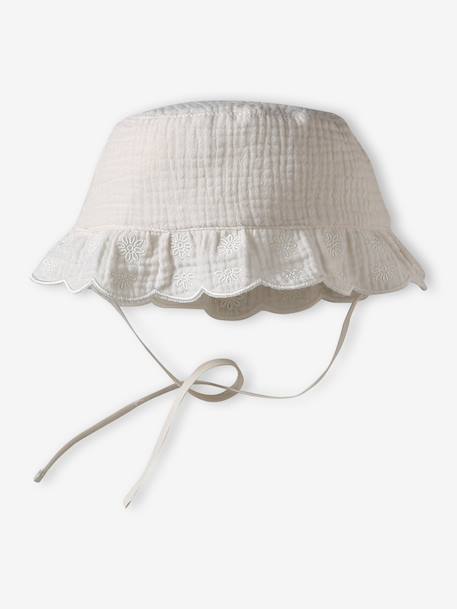 Hat with Scalloped Edges for Girls ecru 