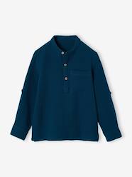 Boys-Cotton Gauze Shirt, Roll-Up Sleeves, for Boys