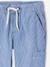 Boys' cotton battle denim trousers striped blue 