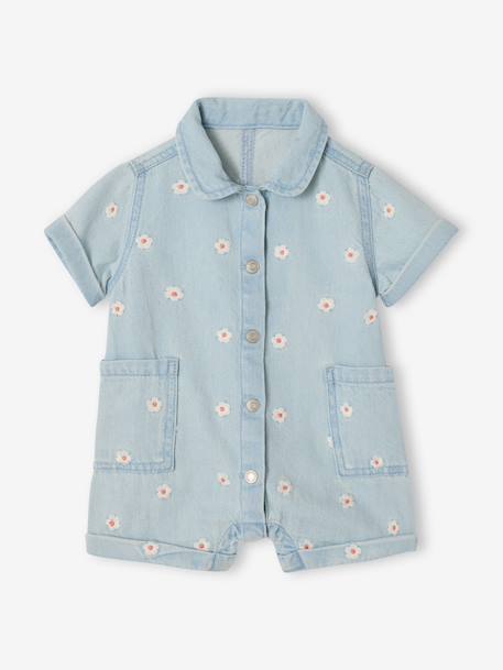 Girl's denim playsuit bleached denim 