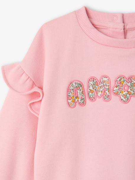 Girl's long-sleeved sweatshirt pale pink 