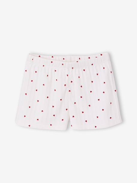 Girl's cotton pyjama short set with cami top ecru 