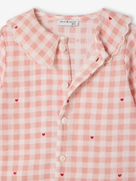 Baby pyjamas with wide neck in organic cotton rosy 